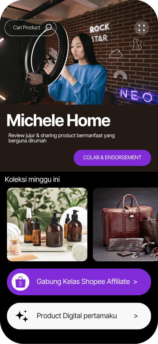 Website personal Michele Home di layar handphone