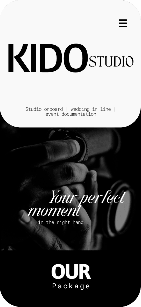 Tampilan website studio fotografi profesional di handphone